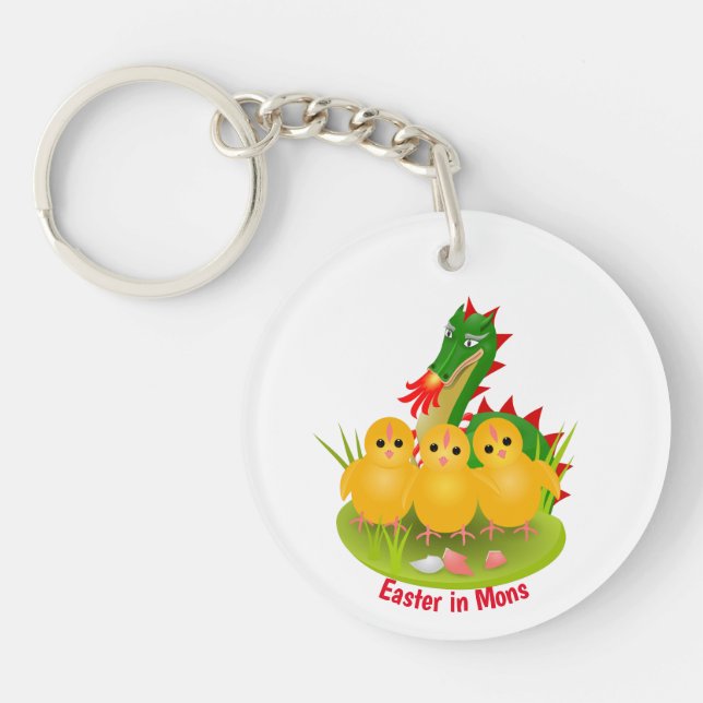 Happy Easter from three chicks and Dragon of Mons Key Ring (Front)