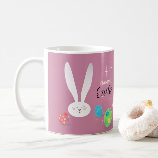 Happy Easter Funny Bunny Coffee Mug (With Donut)
