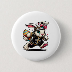 Happy Easter Funny Bunny Racing Egg Hunter 6 Cm Round Badge