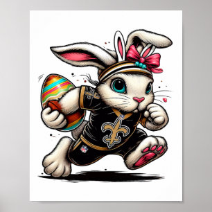 Happy Easter Funny Bunny Racing Egg Hunter Poster