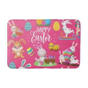 Happy Easter ,Funny Bunny Wishes And Colourful Bath Mat
