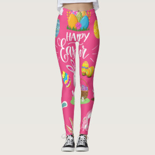 Happy Easter ,Funny Bunny Wishes And Colourful Egg Leggings