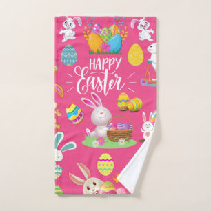 Happy Easter ,Funny Bunny Wishes And Colourful Hand Towel