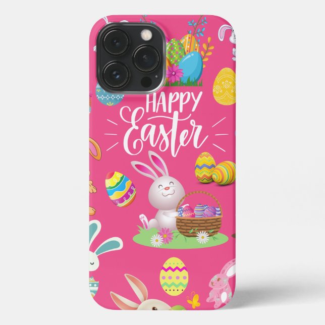 Happy Easter ,Funny Bunny Wishes And Colourful    iPhone Case (Back)