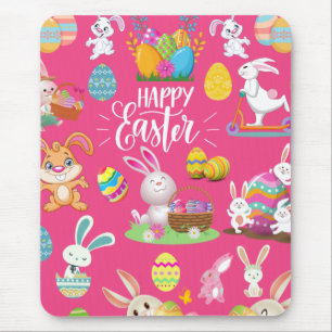 Happy Easter ,Funny Bunny Wishes And Colourful Mouse Pad