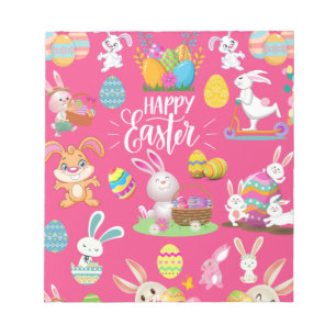Happy Easter ,Funny Bunny Wishes And Colourful Notepad