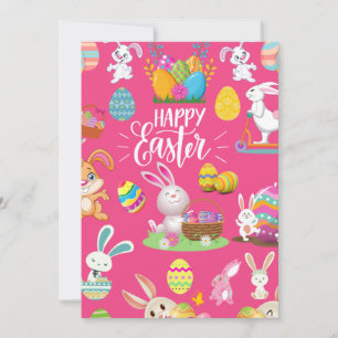 Happy Easter ,Funny Bunny Wishes And Colourful  Po Invitation