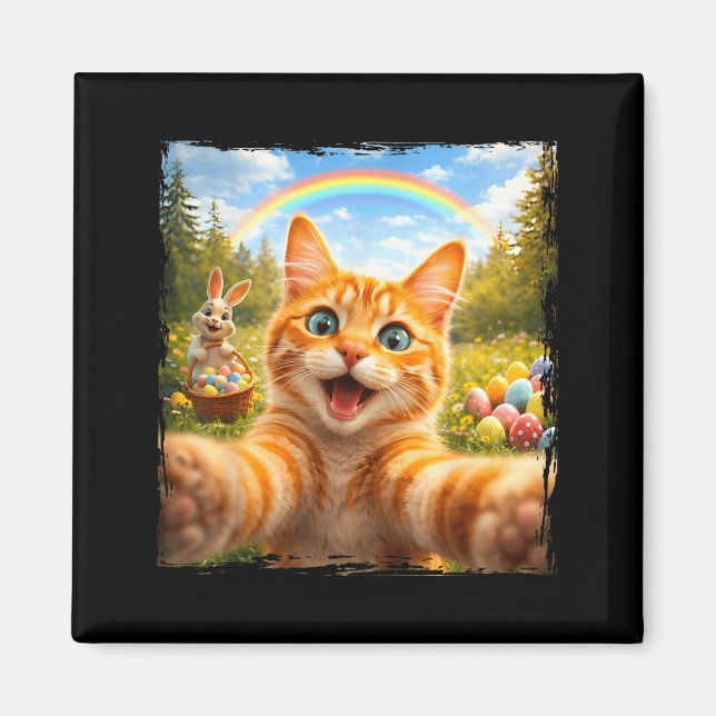 Happy Easter Funny Cat Selfie With Easter Bunny Ki Magnet (Front)
