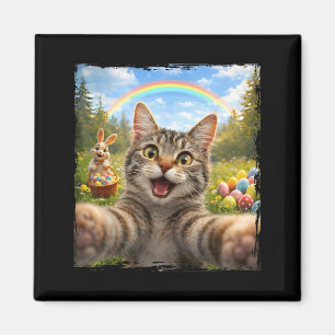 Happy Easter Funny Cat Selfie With Easter Bunny Ki Magnet