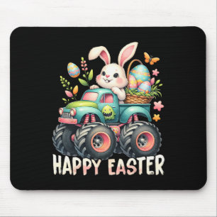 Happy Easter Funny Construction Trucks Kids Bunny Mouse Pad