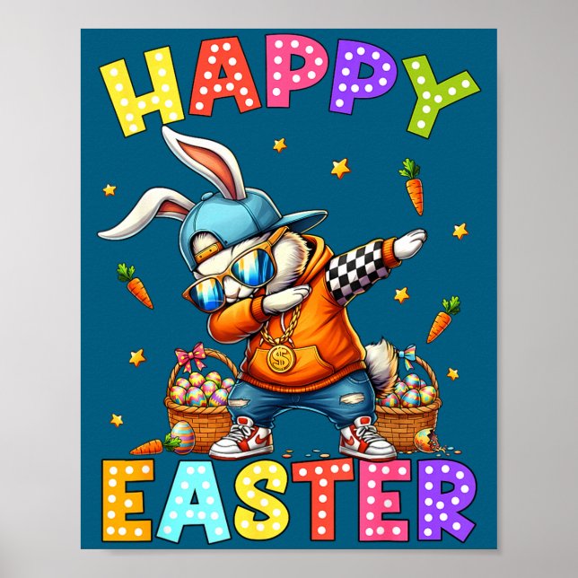 Happy Easter Funny Dabbing Bunny Dab Dance Rabbit  Poster (Front)