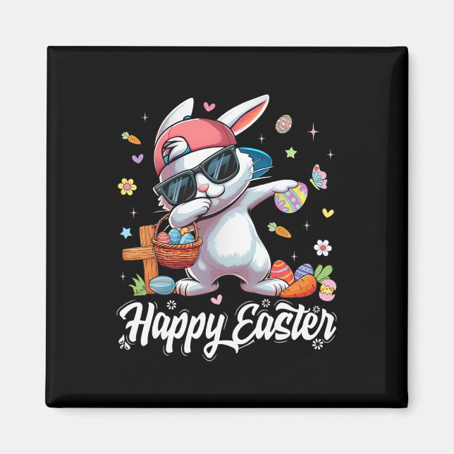 Happy Easter Funny Dabbing Bunny Rabbit Easter Day Magnet (Front)