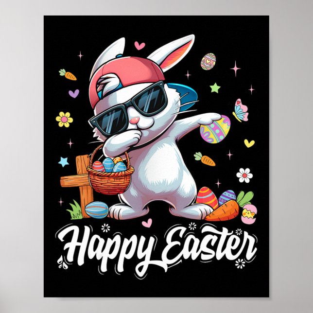 Happy Easter Funny Dabbing Bunny Rabbit Easter Day Poster (Front)