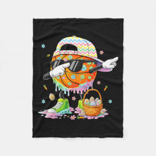 Happy easter funny easter bunny basketball men boy fleece blanket