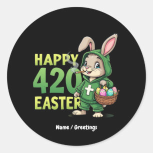 Happy Easter Funny Easter Bunny Design Weed Lover Classic Round Sticker