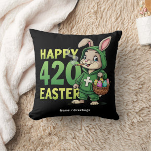 Happy Easter Funny Easter Bunny Design Weed Lover Cushion