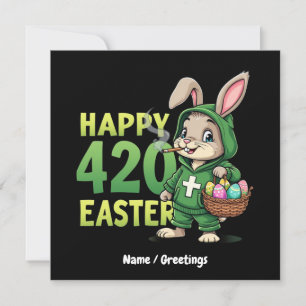 Happy Easter Funny Easter Bunny Design Weed Lover Invitation