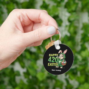 Happy Easter Funny Easter Bunny Design Weed Lover Key Ring