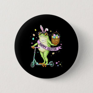 Happy easter funny frog bunny ears for men women 6 cm round badge