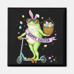 Happy easter funny frog bunny ears for men women magnet