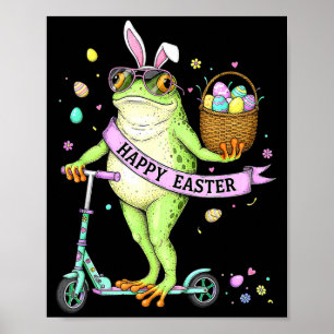 Happy easter funny frog bunny ears for men women poster
