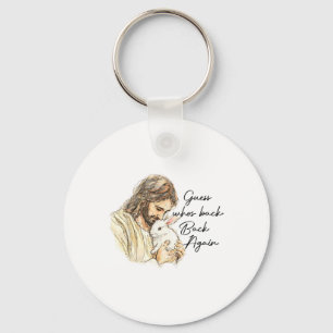 Happy Easter Funny Guess Who's Ck Jesus Bunny Men  Key Ring