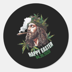 Happy Easter Funny Jesus 2025  Classic Round Sticker