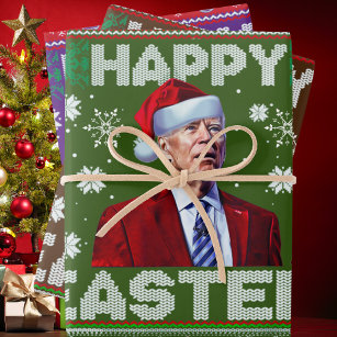 Happy Easter Funny Joe Biden Santa Christmas 2023 Wrapping Paper Sheet