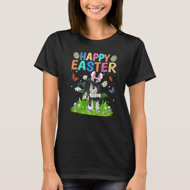 Happy Easter Funny Miniature Schnauzer Dog Easter  T-Shirt (Front)