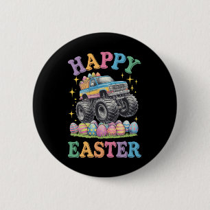 Happy Easter Funny Monster Truck Crush Eggs 6 Cm Round Badge