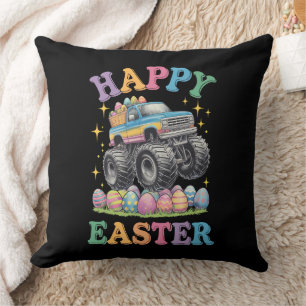 Happy Easter Funny Monster Truck Crush Eggs Cushion