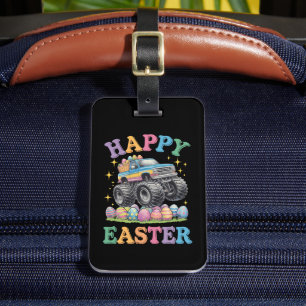 Happy Easter Funny Monster Truck Crush Eggs Luggage Tag