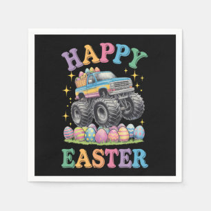 Happy Easter Funny Monster Truck Crush Eggs Napkin