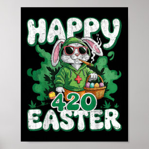 Happy Easter Funny Smoking Easter Bunny Men Women Poster