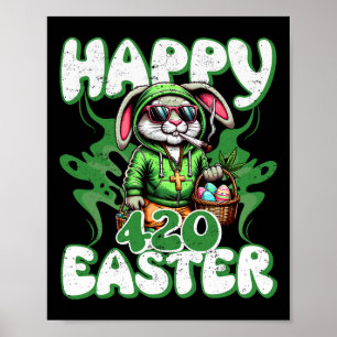 Happy Easter Funny Smoking Easter Bunny Men Women Poster