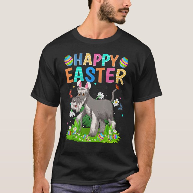 Happy Easter Funny Wire Fox Terrier Dog Easter Sun T-Shirt (Front)