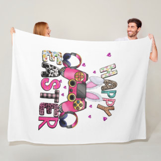 Happy Easter Gamer Video Game Controller Bunny Ear Fleece Blanket