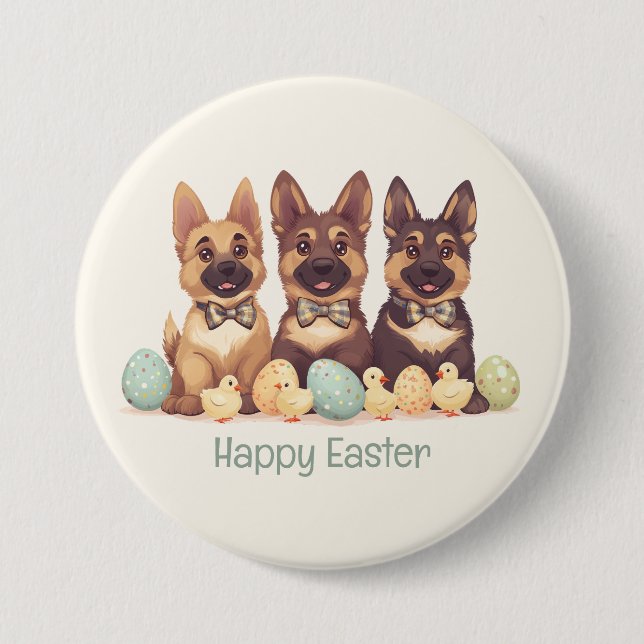 Happy Easter German Shepherd Dogs 7.5 Cm Round Badge (Front)