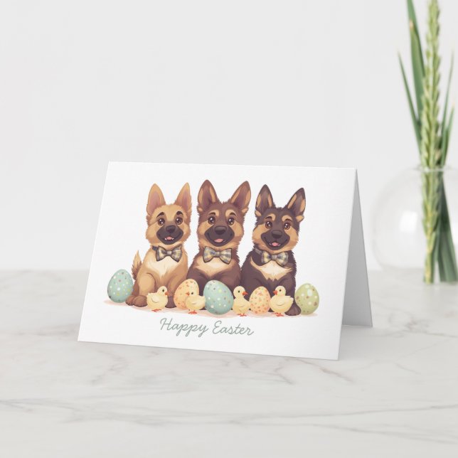Happy Easter German Shepherd Dogs Holiday Card (Front)