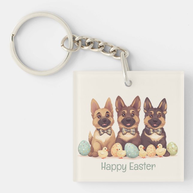 Happy Easter German Shepherd Dogs Key Ring (Front)
