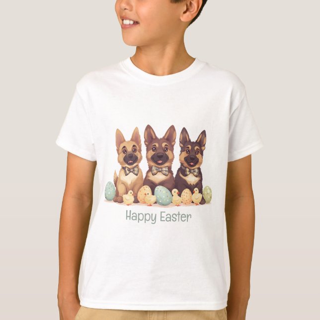 Happy Easter German Shepherd Dogs T-Shirt (Front)