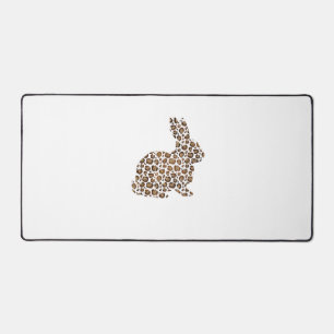 Happy Easter Gift Leopard Print Pattern Bunny Rabb Desk Mat
