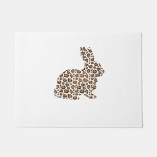 Happy Easter Gift Leopard Print Pattern Bunny Rabb Doormat