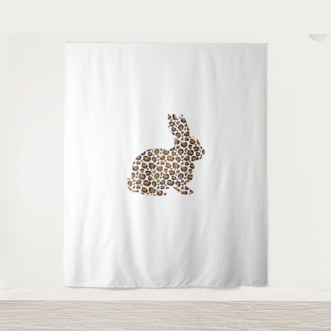 Happy Easter Gift Leopard Print Pattern Bunny Rabb Tapestry (Front)