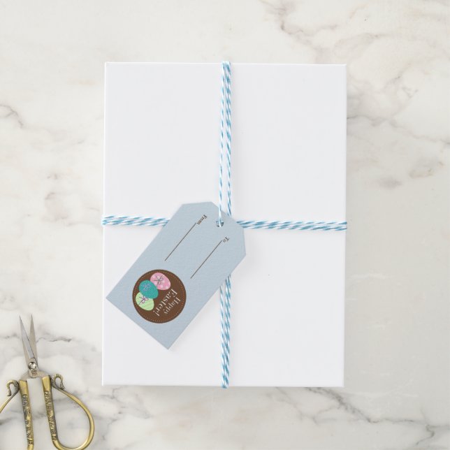 Happy Easter Gift Tag With Eggs (With Twine)