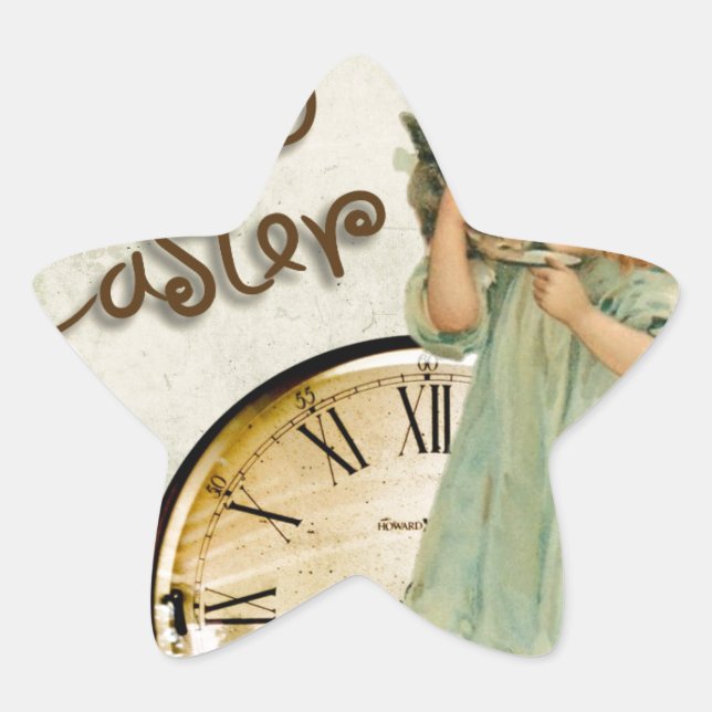 happy easter girl star sticker (Front)