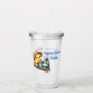 Happy Easter Girls Train  Acrylic Tumbler