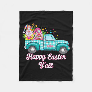 Happy easter gnome couple bunny egg hunt withHappy Fleece Blanket
