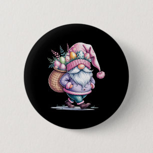 Happy Easter Gnome Easter Eggs Bunny Happy Easter 6 Cm Round Badge