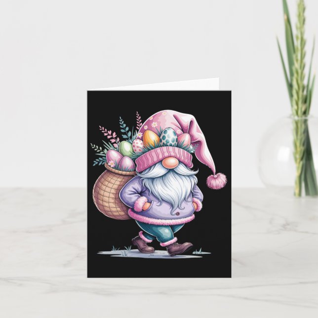 Happy Easter Gnome Easter Eggs Bunny Happy Easter  Card (Front)